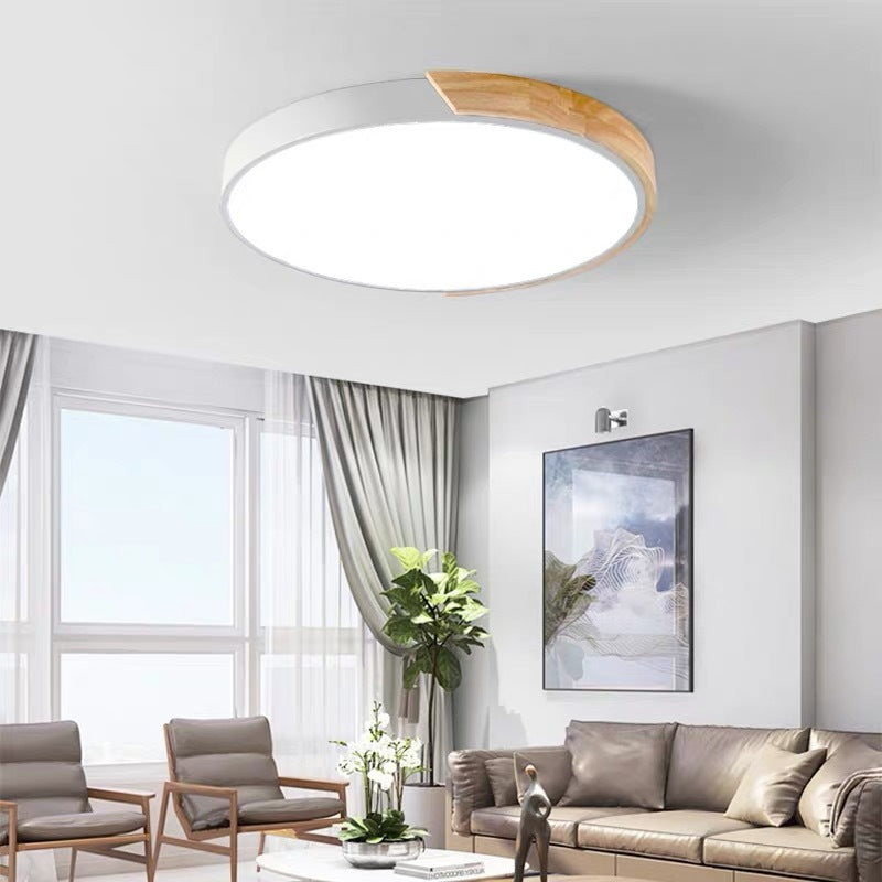 Contemporary Scandinavian Macaron Iron Acrylic Round LED Flush Mount Ceiling Light For Living Room