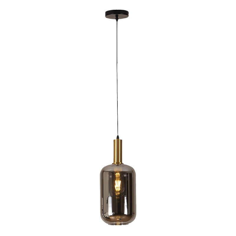 Contemporary Nordic Glass Cylinder Shade Hardware 1-Light Pendant Light For Bedroom