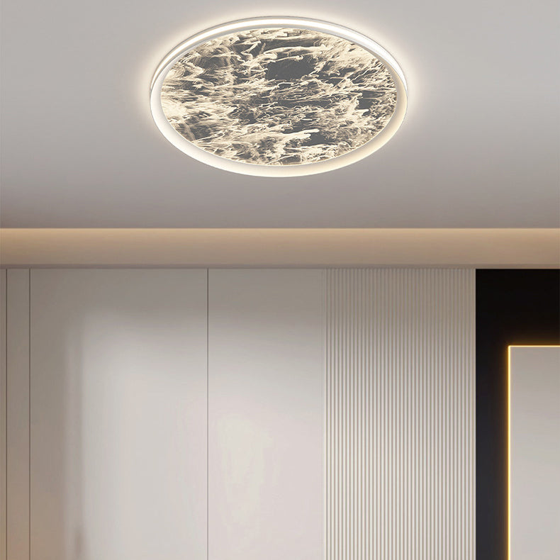 Contemporary Creative Starlight Cloud Rain Texture Iron Aluminum Round LED Flush Mount Ceiling Light For Living Room