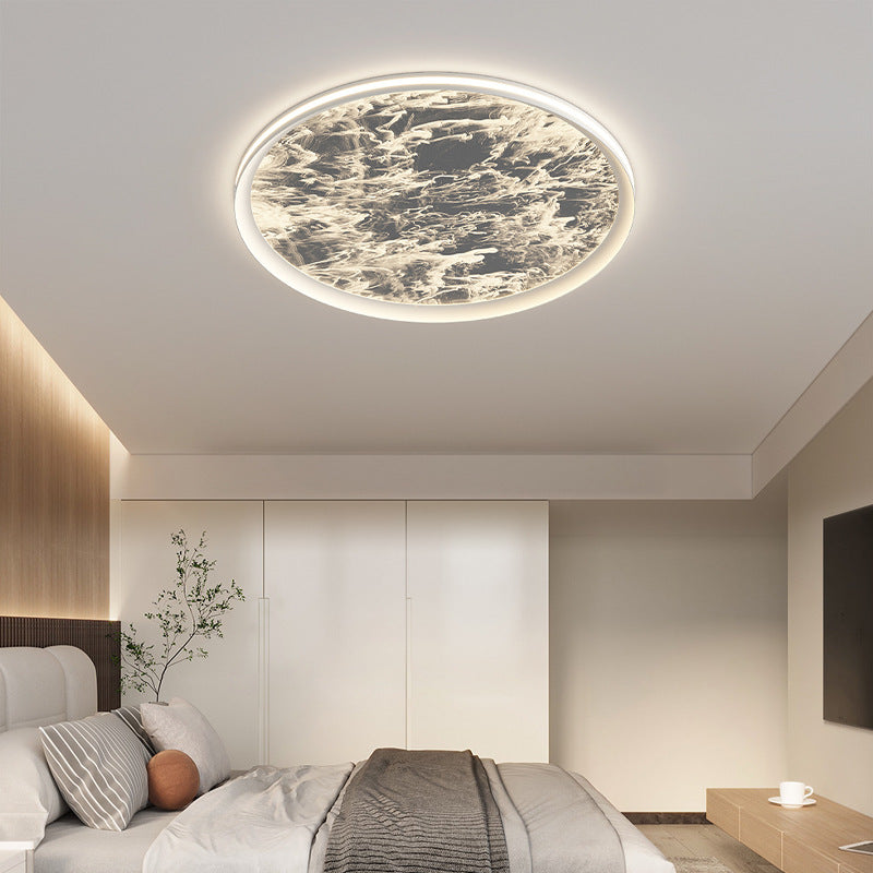 Contemporary Creative Starlight Cloud Rain Texture Iron Aluminum Round LED Flush Mount Ceiling Light For Living Room