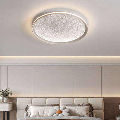 Contemporary Creative Starlight Cloud Rain Texture Iron Aluminum Round LED Flush Mount Ceiling Light For Living Room