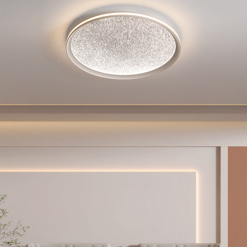 Contemporary Creative Starlight Cloud Rain Texture Iron Aluminum Round LED Flush Mount Ceiling Light For Living Room