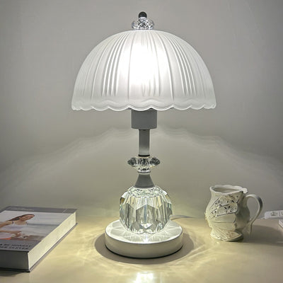 Contemporary Luxury Glass Dome Metal Base LED Table Lamp For Bedroom