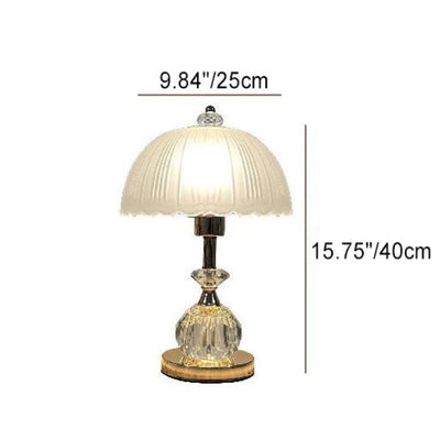 Contemporary Luxury Glass Dome Metal Base LED Table Lamp For Bedroom