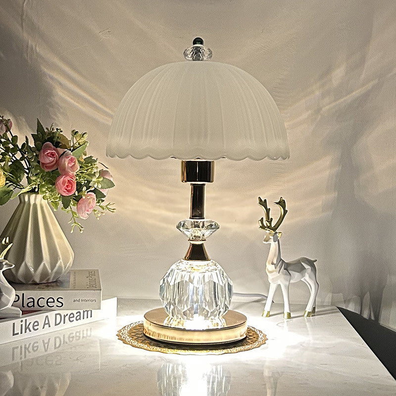 Contemporary Luxury Glass Dome Metal Base LED Table Lamp For Bedroom