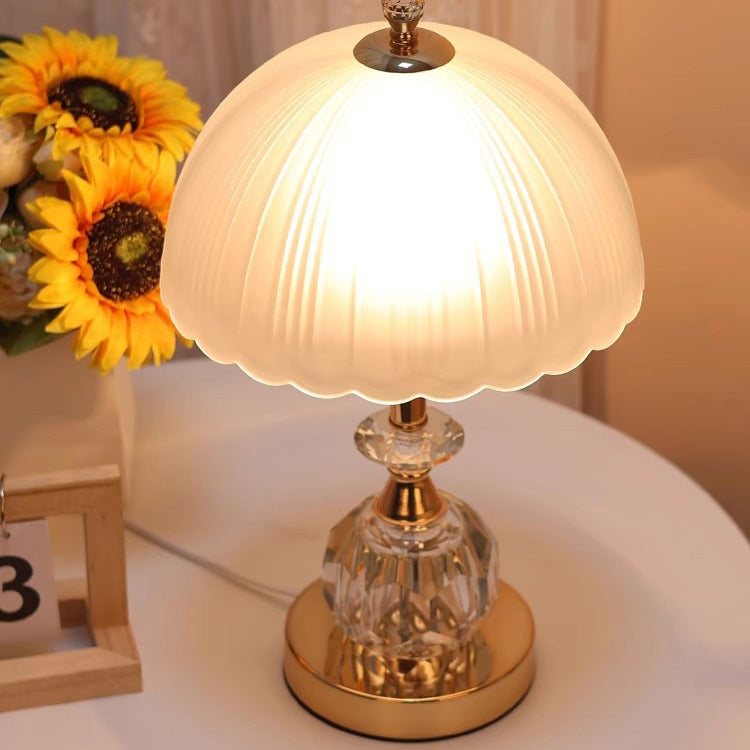 Contemporary Luxury Glass Dome Metal Base LED Table Lamp For Bedroom