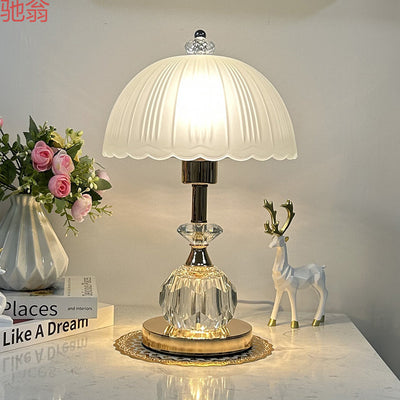 Contemporary Luxury Glass Dome Metal Base LED Table Lamp For Bedroom