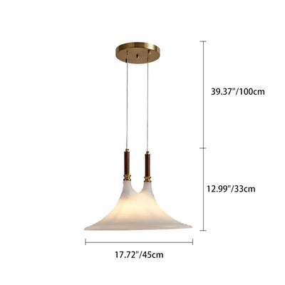 Contemporary Creative Flame Volcano Lava Acrylic Shade Walnut 2-Light Chandelier For Living Room