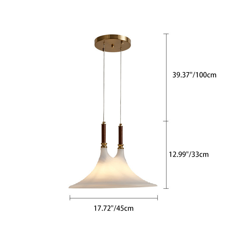 Contemporary Creative Flame Volcano Lava Acrylic Shade Walnut 2-Light Chandelier For Living Room