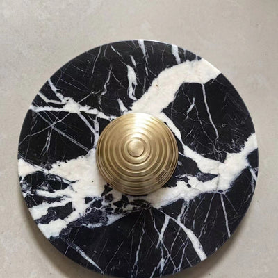 Contemporary Luxury Marble Geometric Circle LED Wall Sconce Lamp For Living Room