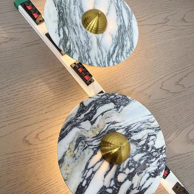 Contemporary Luxury Marble Geometric Circle LED Wall Sconce Lamp For Living Room