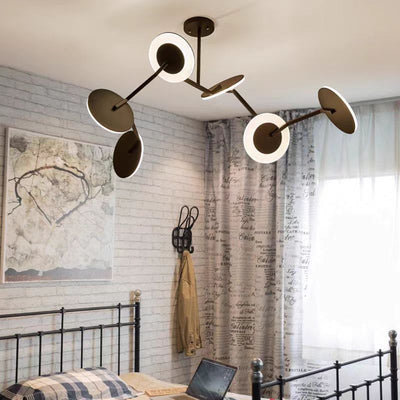 Contemporary Scandinavian Aluminum Acrylic Flying Saucer LED Chandelier For Bedroom