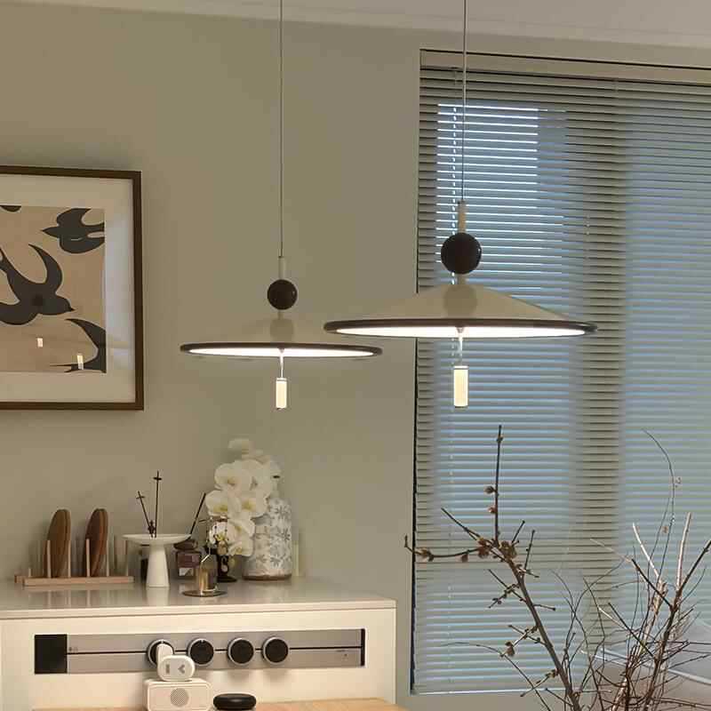 Contemporary Scandinavian Conical Aluminum Acrylic LED Pendant Light For Bedroom