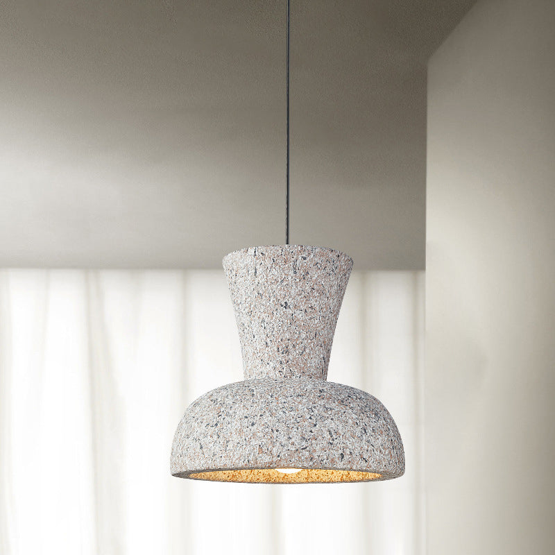 Traditional Japanese Wabi Sabi Geometric Bell Shade 1-Light Pendant Light For Living Room