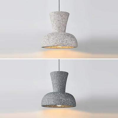 Traditional Japanese Wabi Sabi Geometric Bell Shade 1-Light Pendant Light For Living Room