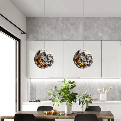 Contemporary Creative Irregular Planet Polystyrene 1-Light Pendant Light For Dining Room