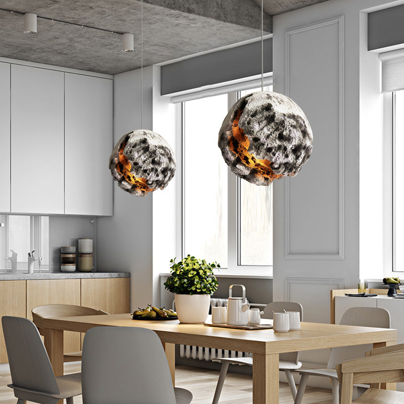 Contemporary Creative Irregular Planet Polystyrene 1-Light Pendant Light For Dining Room