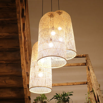 Moderne Luxus Zylinder Lange Strukturierte Kupfer Faux Dolomit LED Pendelleuchte Insel Licht Für Esszimmer 