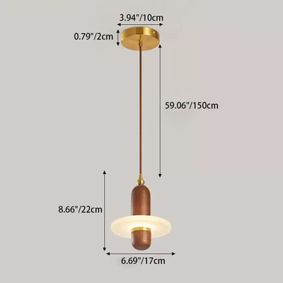 Contemporary Nordic Rubber Wood Acrylic Disc Shade LED Pendant Light For Living Room