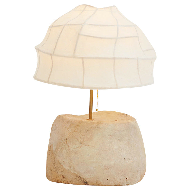 Traditional French Silk Round Shade Resin Base 1-Light Table Lamp For Bedroom