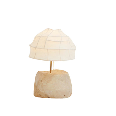 Traditional French Silk Round Shade Resin Base 1-Light Table Lamp For Bedroom