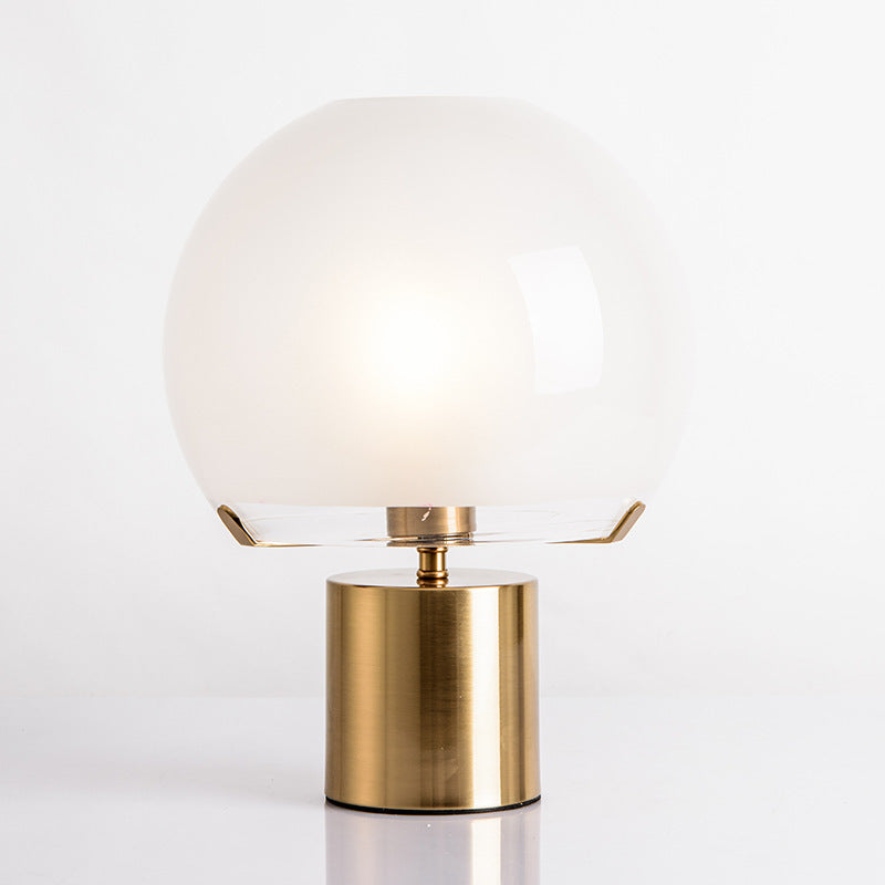 Contemporary Nordic Glass Ball Shade Hardware 1-Light Table Lamp For Study