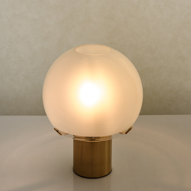 Contemporary Nordic Glass Ball Shade Hardware 1-Light Table Lamp For Study