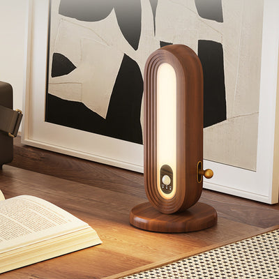 Modern Simplicity Solid Wood Oval Magnetic LED Intelligent Sensing Table Lamp For Bedroom