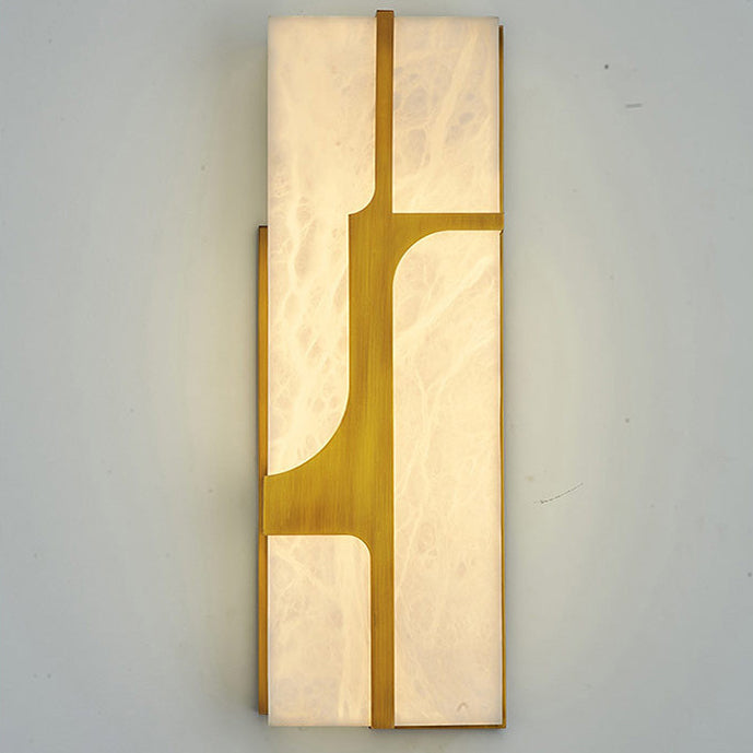 Contemporary Luxury Imitation Marble Rectangle Shade Stainless Steel LED Wall Sconce Lamp For Living Room