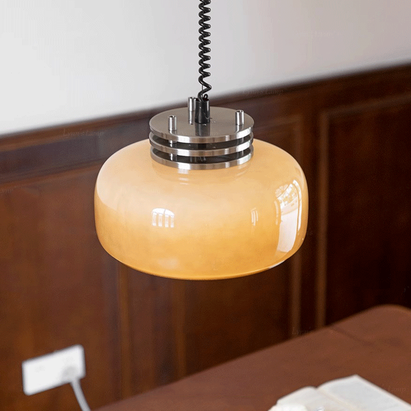 Contemporary Nordic Glass Round Shade Hardware 1-Light Pendant Light For Living Room