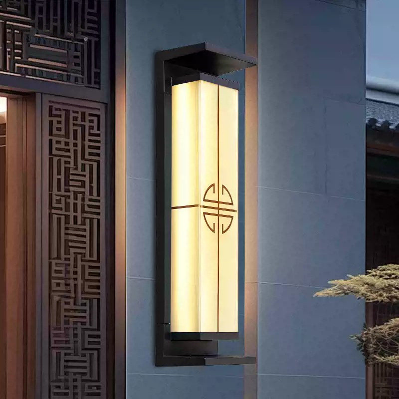 Contemporary Industrial Rectangular Aluminum Stainless Steel LED Outdoor Solar Wall Sconce Lamp For Outdoor Patio