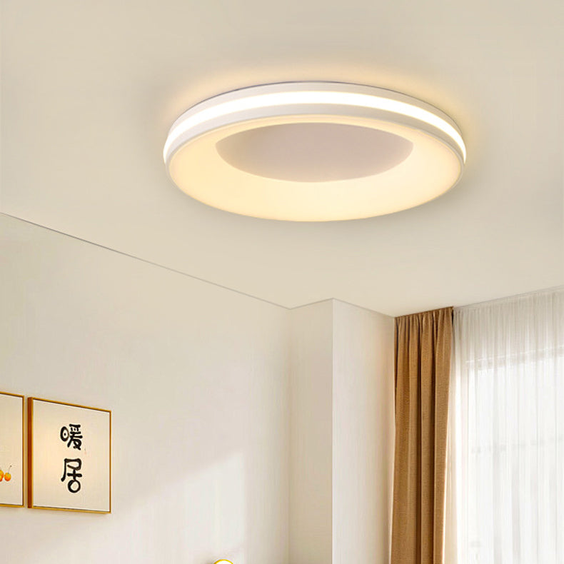 Modern Minimalist Geometric Circle Acrylic Iron LED Flush Mount Ceiling Light For Living Room