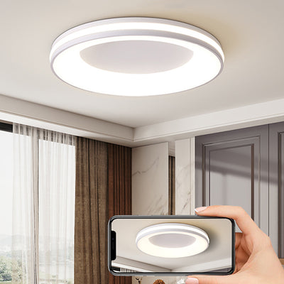 Modern Minimalist Geometric Circle Acrylic Iron LED Flush Mount Ceiling Light For Living Room