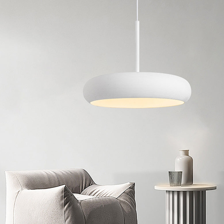 Contemporary Scandinavian Gypsum Geometric Ring LED Pendant Light For Living Room