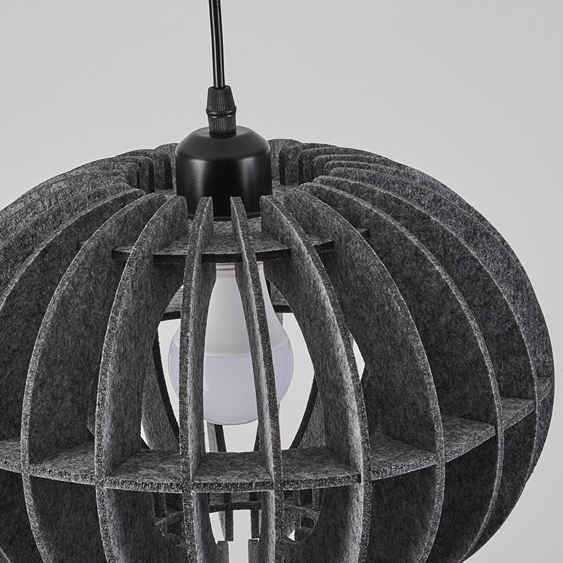 Traditional Japanese Felt Fabric Round Shade 1-Light Pendant Light For Living Room