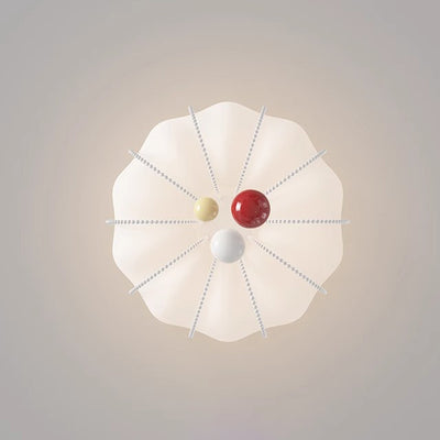 Contemporary Nordic Cream Pumpkin PE Shade Iron Ball LED Flush Mount Ceiling Light For Bedroom