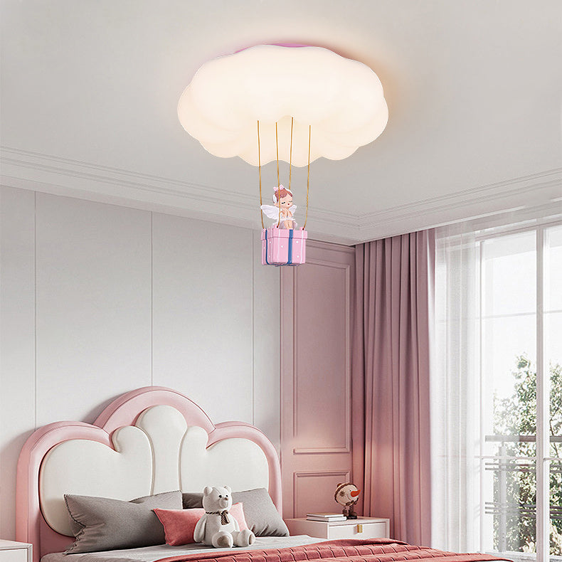 Contemporary Creative Resin Fairy Decor PE Cloud Shade LED Kids Flush Mount Ceiling Light For Bedroom