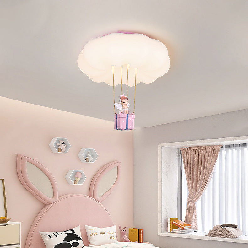 Contemporary Creative Resin Fairy Decor PE Cloud Shade LED Kids Flush Mount Ceiling Light For Bedroom