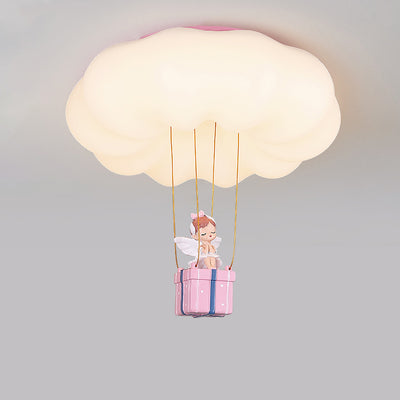 Contemporary Creative Resin Fairy Decor PE Cloud Shade LED Kids Flush Mount Ceiling Light For Bedroom