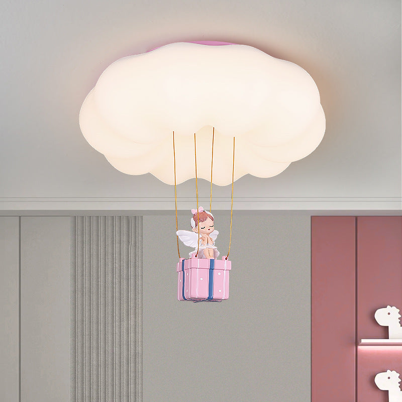 Contemporary Creative Resin Fairy Decor PE Cloud Shade LED Kids Flush Mount Ceiling Light For Bedroom