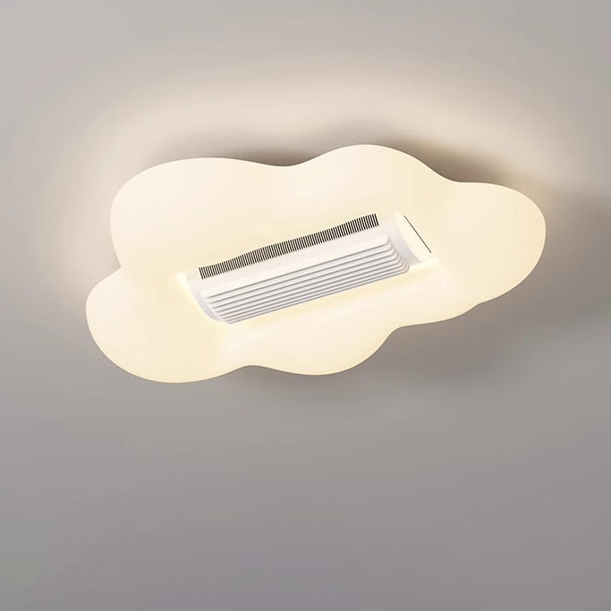 Contemporary Creative Cartoon Airplane Cloud PE Shade LED Kids Flush Mount Ceiling Invisible Bladeless Fan Light For Bedroom