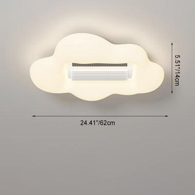 Contemporary Creative Cartoon Airplane Cloud PE Shade LED Kids Flush Mount Ceiling Invisible Bladeless Fan Light For Bedroom