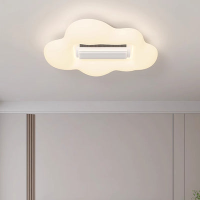 Contemporary Creative Cartoon Airplane Cloud PE Shade LED Kids Flush Mount Ceiling Invisible Bladeless Fan Light For Bedroom