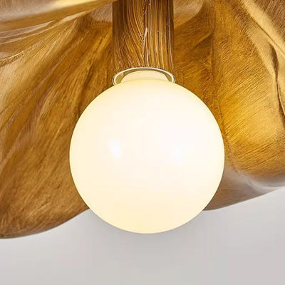 Contemporary Creative Fiberglass Leaf Texture Design 1-Light Pendant Light For Living Room