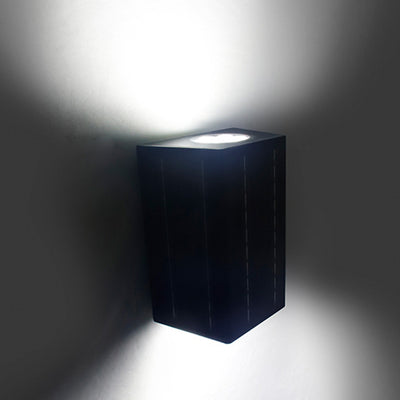 Contemporary Industrial Cuboid Aluminum LED Solar Outdoor Wall Sconce Lamp For Garden