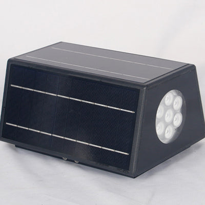 Contemporary Industrial Cuboid Aluminum LED Solar Outdoor Wall Sconce Lamp For Garden