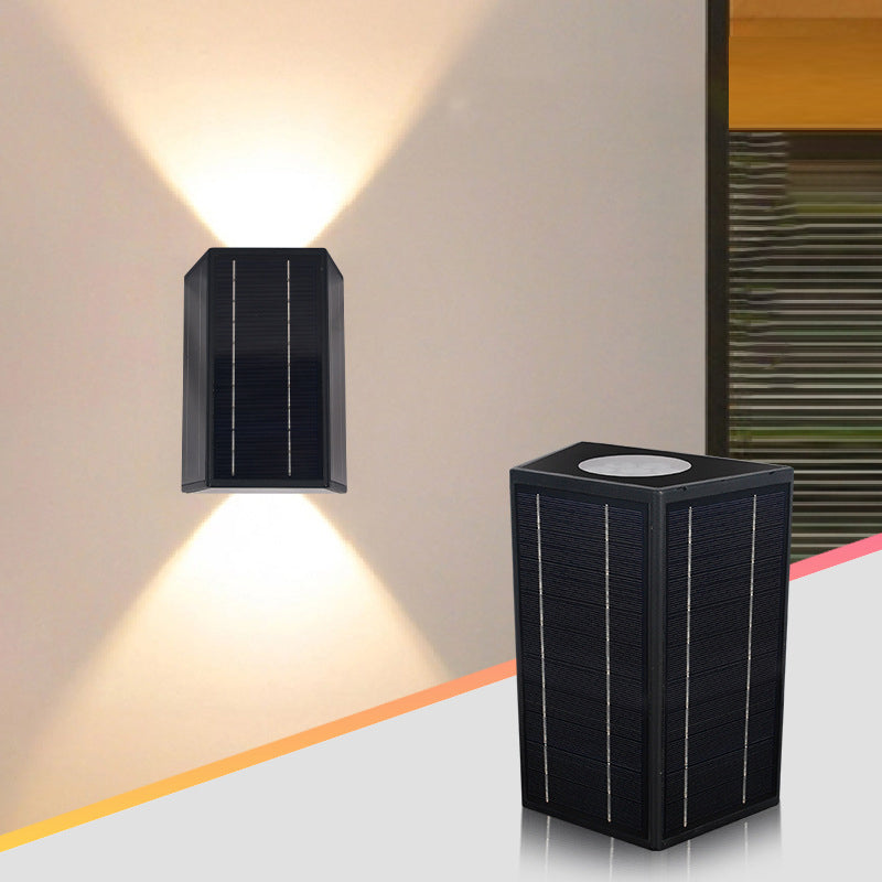 Contemporary Industrial Cuboid Aluminum LED Solar Outdoor Wall Sconce Lamp For Garden