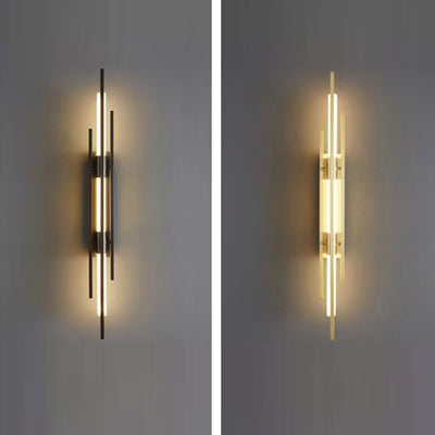 Contemporary Luxury Iron Acrylic Geometric Long Strip Grille LED Wall Sconce Lamp For Living Room