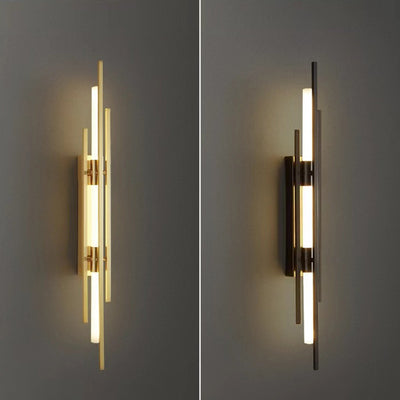 Contemporary Luxury Iron Acrylic Geometric Long Strip Grille LED Wall Sconce Lamp For Living Room