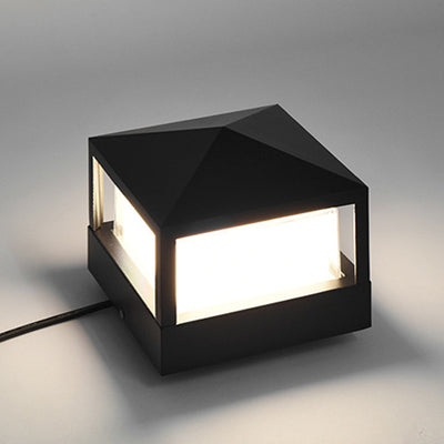 Contemporary Industrial Aluminum PC Square Waterproof LED Outdoor Post Light For Garden